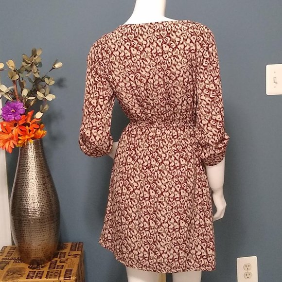 Timing Multicolor Blouson Knit Short Dress Size Small Scoop Neck 3/4 Sleeve - Picture 8 of 8
